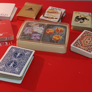 Vintage Playing Cards - KEM Playing Cards -Delta Airlines Playing Cards - Floral Playing Cards Lot of Vintage Cards for Playing Games