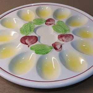 Vintage Ceramic Deviled Egg Plate: Holiday Serving Platter