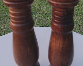 Vintage Wooden Salt and Pepper Mills ' Turned Wood Japanese Designed Mill