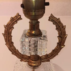 Antique Glass Lamp with Antique Crystal Lamp from the 1920's Art Deco Lamp with Wreath on a Lamp with Crystal Lamp and Vintage Glass Lamp