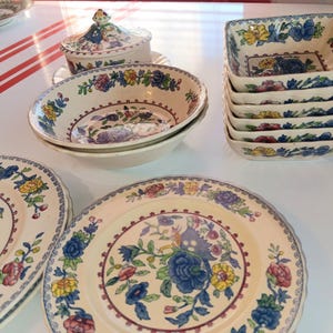 Vintage Mason&#39;s Ironstone Plates by Masons Ironstone Bowls by Mason&#39;s Ironstone Regency Dinner Plates with Bowls and Mason&#39;s Serving Set
