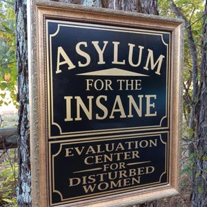 Insane Asylum Sign Funny Farm Disturbed Women Sign
