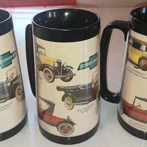 Vintage Chevrolet Car Cups: Classic Auto Set of 3
