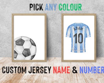 Personalised Soccer Jersey Print Set: Custom Name Number (Digital Download)