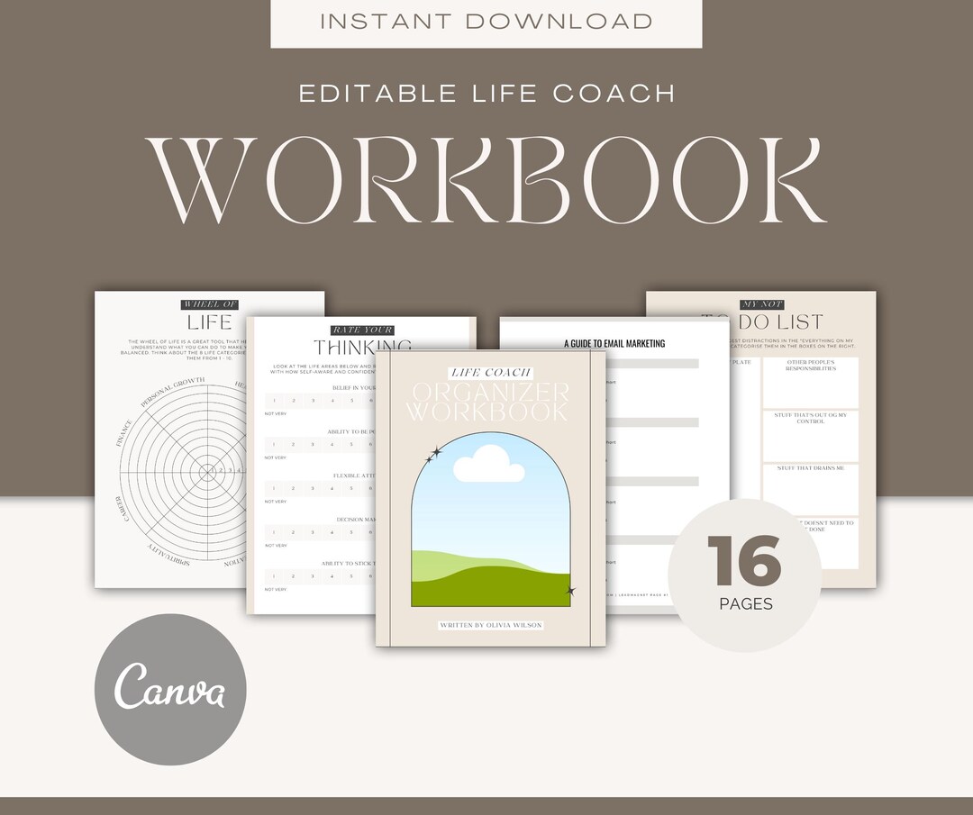 Editable Life Coach Workbook Canva Template – 16-page Editable ...