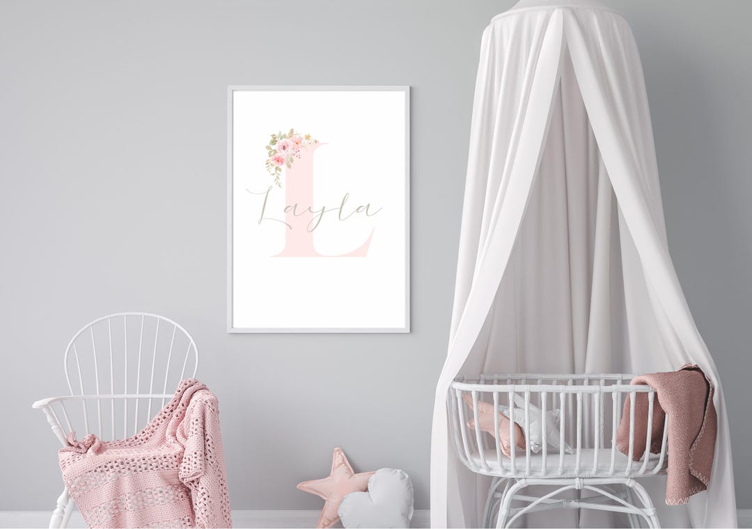 Custom Floral Initial Nursery Print: Personalized Baby Girl Decor (PDF ...