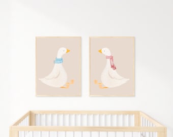 Goose Nursery Print Set: Whimsical Animal Decor (Digital Download)