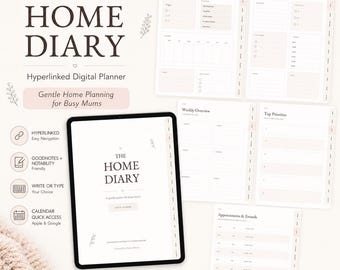 Digital Home Planner for Busy Moms | Household Organizer, Cleaning Schedule & Meal Planner | Undated PDF