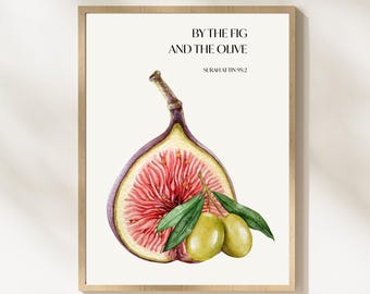 Islamic Ramadan Kitchen Print | Fig and Olive, Quran Botanical Art (Digital Download)