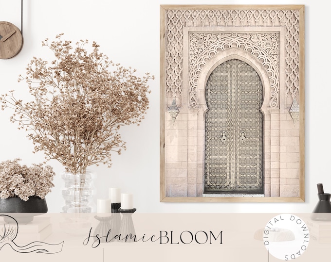 Featured listing image: Moroccan Door Islamic Wall Art | Boho Muslim Home Decor Instant Download