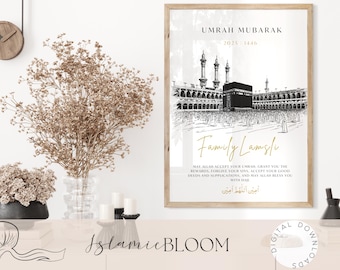 Personalised Umrah Mubarak Print | Kaaba Islamic Gift (Digital Download) Bestseller