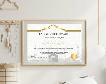 Personalised Umrah Certificate | Islamic Gift, Hajj Option (Digital Download)