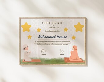 Islamic Prayer Certificate for Kids – Muslim 5 Prayers Award (Printable)