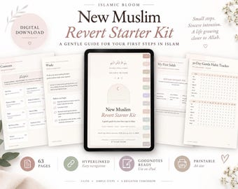 New Muslim Starter Kit | Islamic Guide for Beginners | Salah & Wudu Guide | Muslim Gift | Printable Islamic PDF