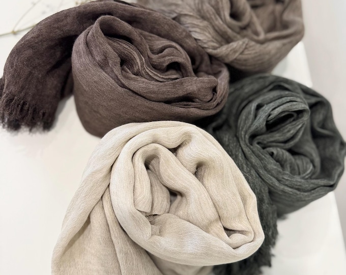 Featured listing image: Crinkle Hijab with Free Magnets Set | Lightweight Modest Long Scarf | Neutral Colours Bestseller