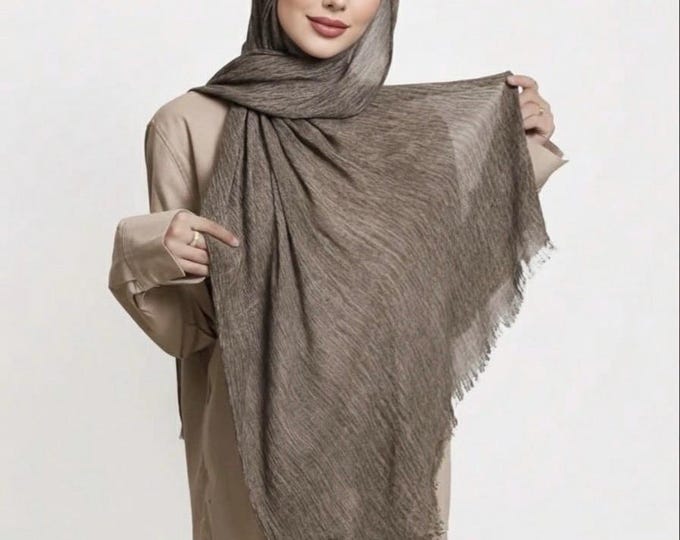 Featured listing image: Textured Hijab with Free Magnets Set | Lightweight Modest Long Scarf | Neutral Colours Bestseller