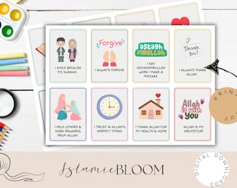 Islamic Kids Affirmation Cards – Faith-Based, Positive Mindset (A4 Printable) Ramadan Activity