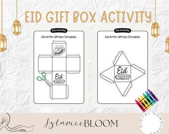 DIY Eid Mubarak Gift Box Template | Kids Coloring Activity (Digital Download)