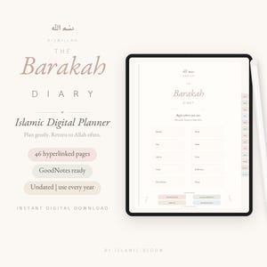 Islamisk digital planerare GoodNotes, Notability | Muslimsk journal, Salah Tracker, Koranjournal, 99 namn | Odaterad hyperlänkad iPad-planerare