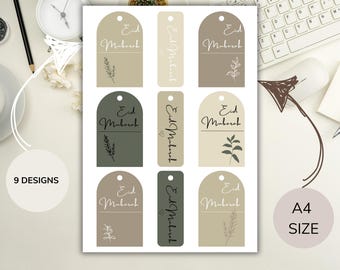 Eid Mubarak Gift Tags | Minimalist Design Printable Digital Download (A4)