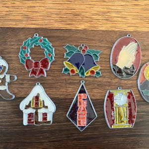 Vintage Stained Glass Christmas Ornaments Beautiful Set Classic Decor Collection Set of 8