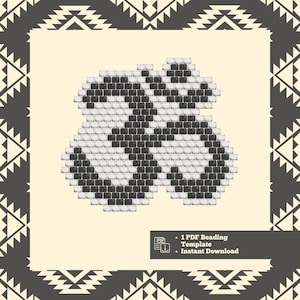 May include: A digital beading template featuring a black and white design. The pattern is composed of small, square beads arranged in a geometric pattern. The image includes the text: "1 PDF Beading Template - Instant Download."