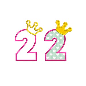 Applique embroidery design, children's number two, child's birthday. Contour or appliqué embroidery, instant download.
