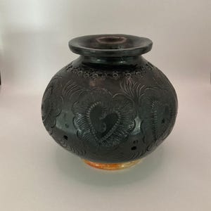 Mexican Oaxaca Barro Negro Pottery Vase