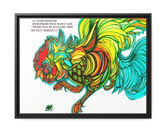 ANGRY ROOSTER-Matte Canvas, Black Frame