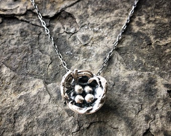 Sterling Silver Nest with Four Eggs