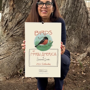 Birds of North America Wall Calendar 11x16.5 | Hand-Drawn Bird Art & Seasonal Quotes | Nature Calendar