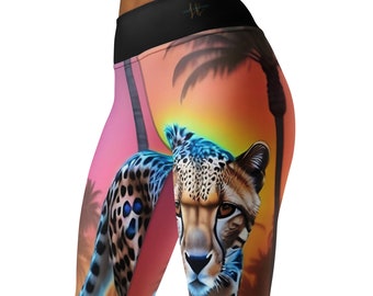 Women&#39;s Cheetah Print Yoga Leggings, Animal Print Leggings, Premium Leggings, Women&#39;s Fashion Leggings, Trending Style, Edgy Fashion