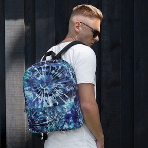 Black And Blue Tie Dye Backpack