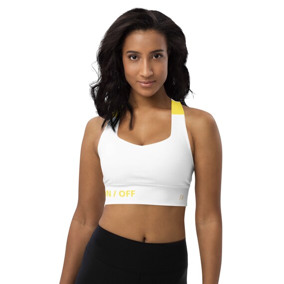yellow off white sports bra