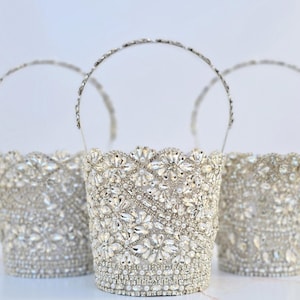Flower girl basket Jewels and Sparkle Flower Girl Basket with bling Flower girl basket for wedding