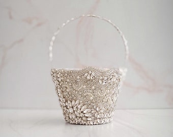 Flower girl basket Jewels and Sparkle Flower Girl Basket with bling Flower girl basket for wedding
