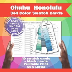 Ohuhu Honolulu 344 Color Swatch Cards | Printable Marker Swatch Chart | Color Name, Old and New Color Codes | A4 & Letter PDF