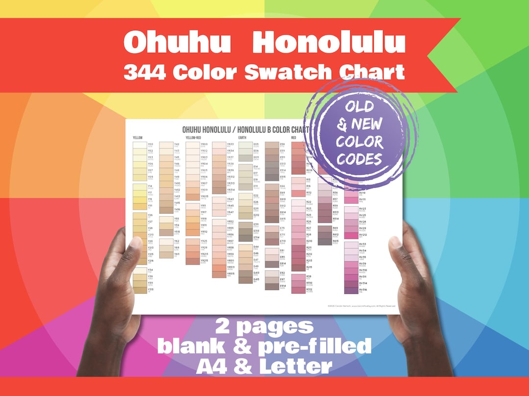 Ohuhu Honolulu 344 Color Set Swatch Chart | Old and New Codes | Blank ...