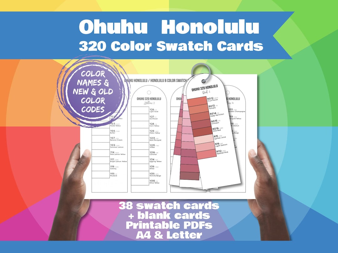 Hulu Color Code Ohuhu Honolulu 320 Color Swatch Cards | Printable Marker Swatch Chart ...