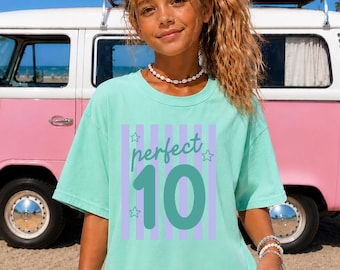 Girls 10th Birthday Shirt For Girls, Perfect 10 Birthday TShirt, Tenth Birthday Club Ten Beach Tee, Birthday Gift for Girl, Birthday T-Shirt