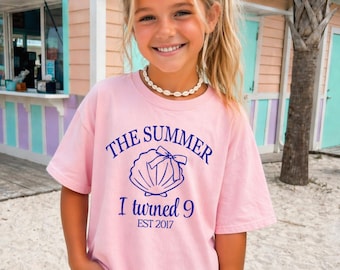 The Summer I Turned 9 Shirt, Beach Theme Birthday Shirt, Ninth Birthday Tshirt, Coastal Birthday, Summer Birthday, Girls Birthday Any Age