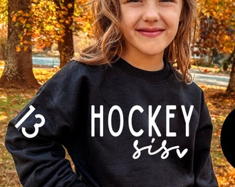 Sudadera para hermana de hockey, camiseta personalizada para hermana de hockey, sudadera de hockey, suéter de hockey, regalo de hockey, sudadera de hockey personalizada, camiseta de hockey