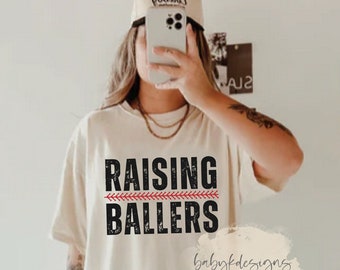 Raising ballers Shirt, Comfort Colors® Retro Baseball, Mother’s Day Gift, Motherhood Shirt, Mom Life Tee, Softball Mom, Baseball Mama