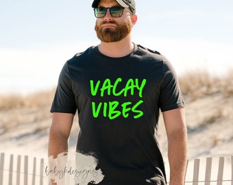 Vacay Vibes Retro Neon Kids T-Shirt, 90s Shirt, Womens neon smile shirt, Comfort Colors®, Funny Boys Shirt, Matching family vacation Shirts