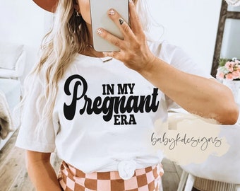 In My Pregnant Era Shirt, Pregnancy Reveal Shirt, Mom Era, Oversized Shirt, Retro Mama Shirt, Comfort Colors® Shirt, Baby Announcement