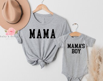 Mama or Mama's Boy (Block) Shirt, Mama Shirt, Mommy and Me Outfit, Boy Mama Shirt, Matching Mommy and Son Sweater, Gift For Mom, Mothers Day