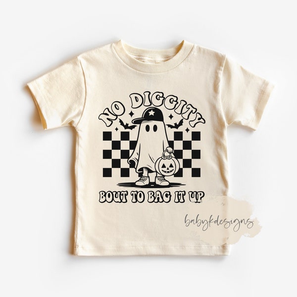 Kids Halloween Shirt, Toddler Halloween Shirt, No Diggity Bout to Bag It Up, Ghost shirt, Spooky Season, Boo, Trick or Treat, Boys Halloween