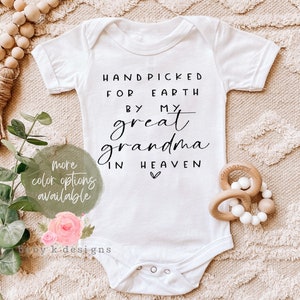 Great Grandma Heaven Onesie®,Handpicked For Earth BabyOnesie®, Handpicked By Great Grandpa Onesie®, Baby Shower Gift, Pregnancy Announcement