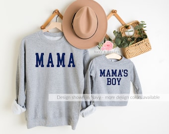 Mama or Mama's Boy (Block) Sweatshirt, Mama Sweatshirt, Mommy and Me Outfit, Boy Mama Shirt, Matching Mommy and Son Sweater, Easter Gift
