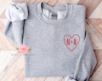 Hand Drawn Heart Sweatshirt, Valentines Day Sweatshirt, Initial Shirt,Initial Sweatshirt,Heart Sweatshirt,Love Sweatshirt,Personalized Shirt